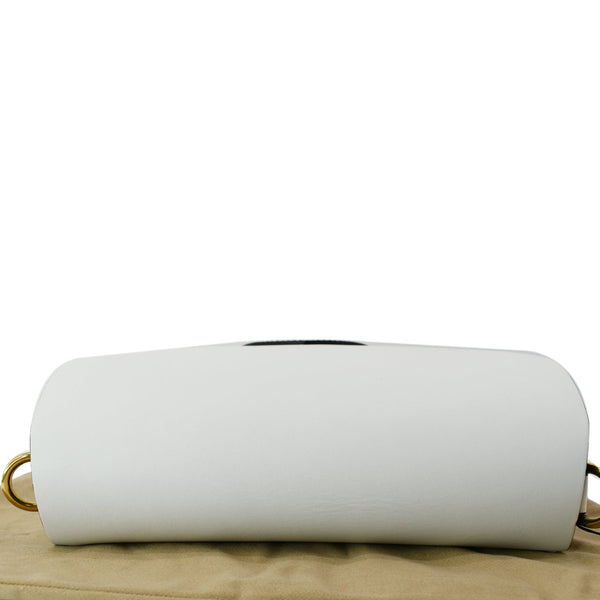 BURBERRY Large Square Leather Satchel Bag White