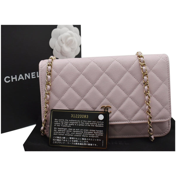 CHANEL CC WOC Caviar Leather Wallet On Chain Shoulder Bag Light Pink