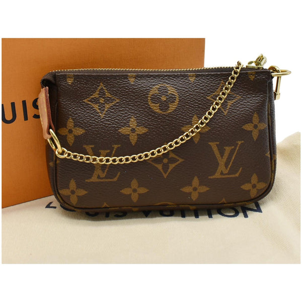 LOUIS VUITTON Mini Pochette Monogram Canvas Accessories Pouch Brown