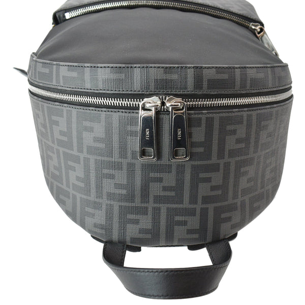 FENDI Diagonal Liberty Nylon Leather Backpack Black