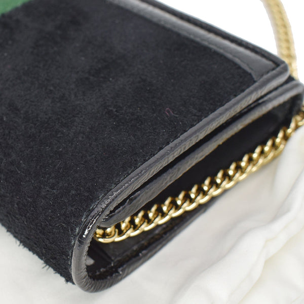 Gucci Ophidia Suede Patent Web Leather WOC Crossbody Bag