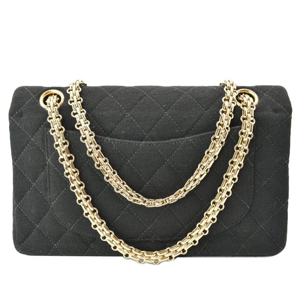 CHANEL Classic Flap Jersey Fabric Shoulder Bag Black