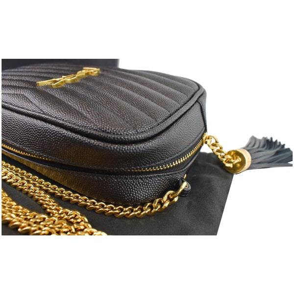 YVES SAINT LAURENT Mini Lou Grain De Poudre Camera Bag Black