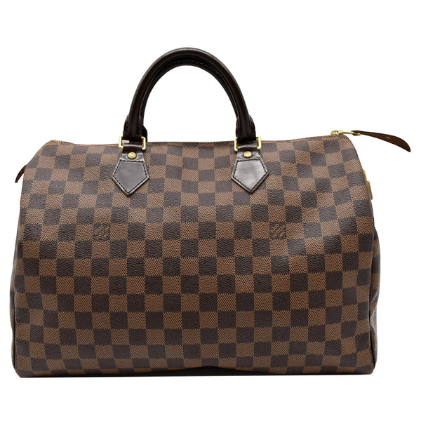 LOUIS VUITTON Speedy 35 Damier Ebene Satchel Bag Brown