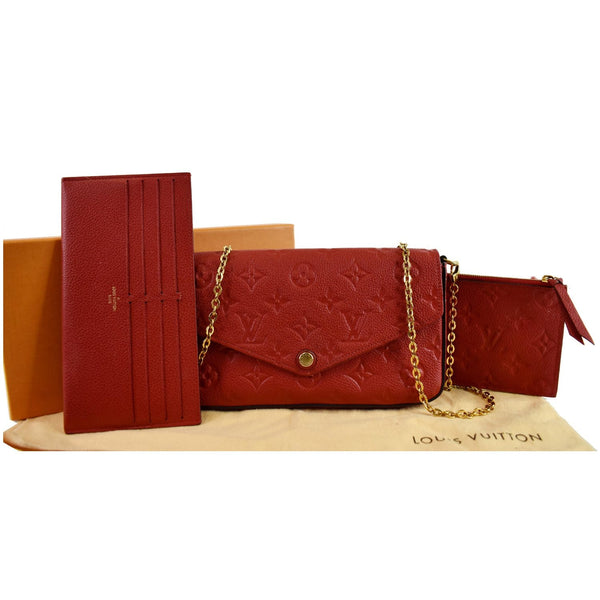 LOUIS VUITTON Pochette Felicie Empreinte Leather Crossbody Bag Red