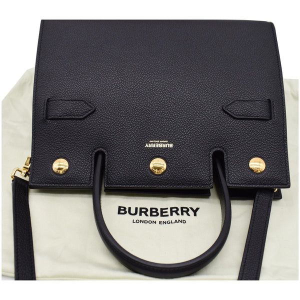 Burberry Mini Title Grainy Leather Top Handle Crossbody Bag