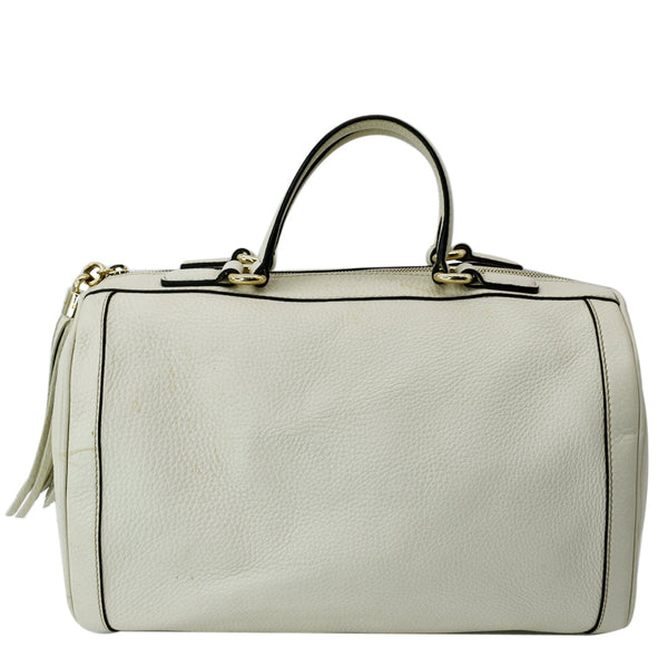 GUCCI Soho Leather Boston Bag White 282302