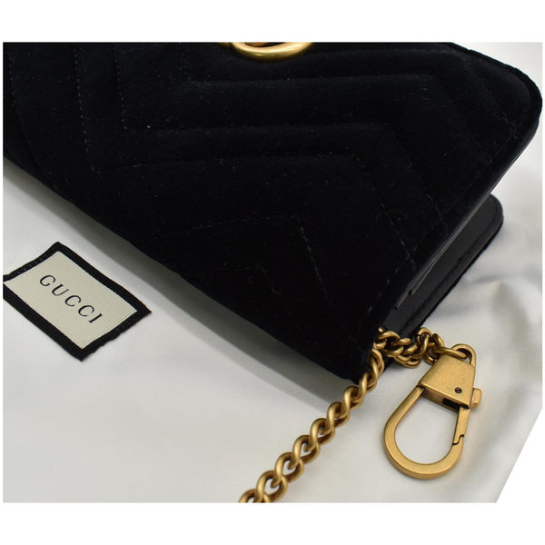 GUCCI GG Marmont Suede Leather Crossbody Bag Black 488426