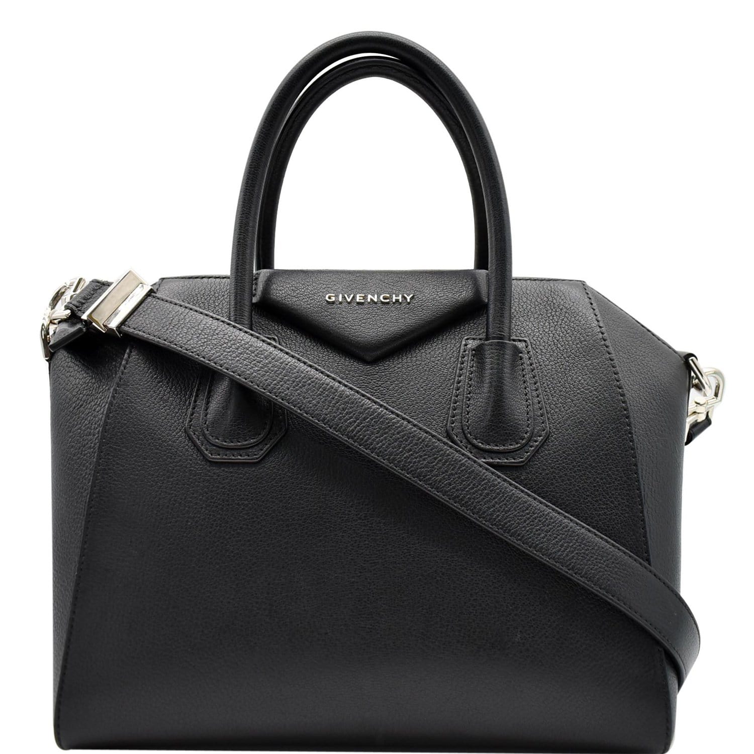 GIVENCHY Antigona Medium Goatskin Leather Shoulder Bag Black