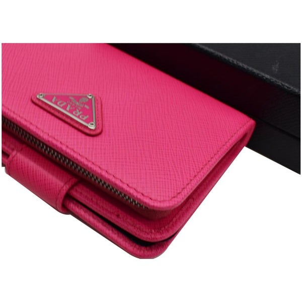 PRADA Small Saffiano Leather Zip Around Wallet Pink