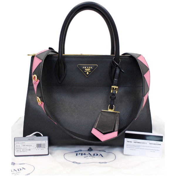PRADA Paradigme Saffiano Leather Tote Shoulder Bag Black