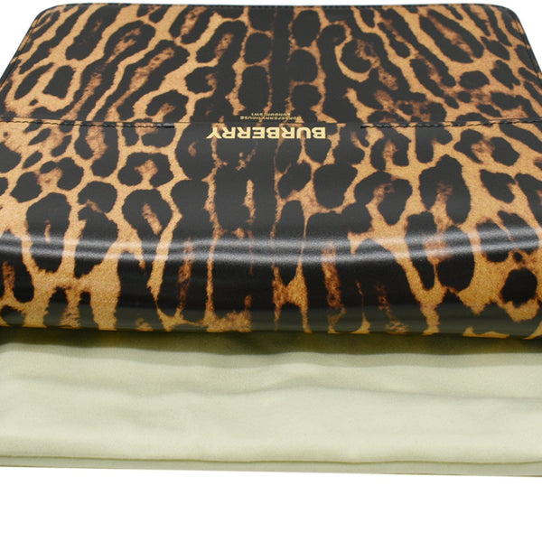 BURBERRY Grace Large Leopard Print Leather Shoulder Bag Multicolor