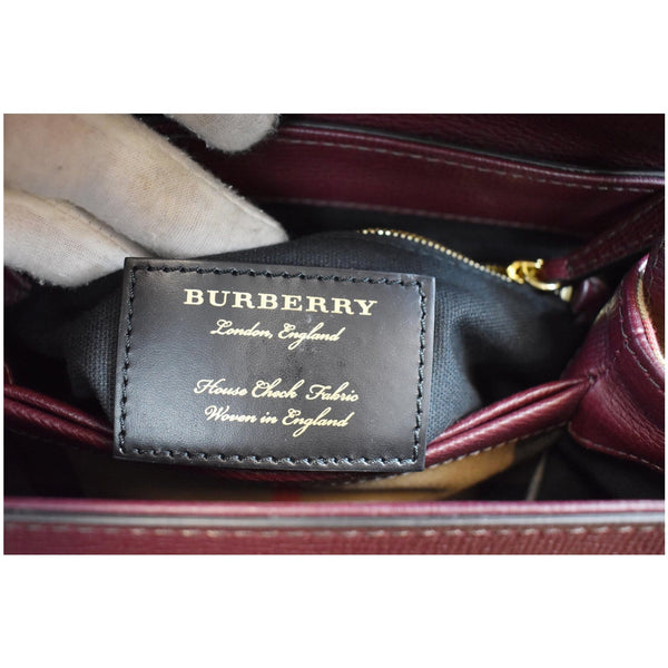BURBERRY Camberley Small House Check Tote Shoulder Bag Dark Red