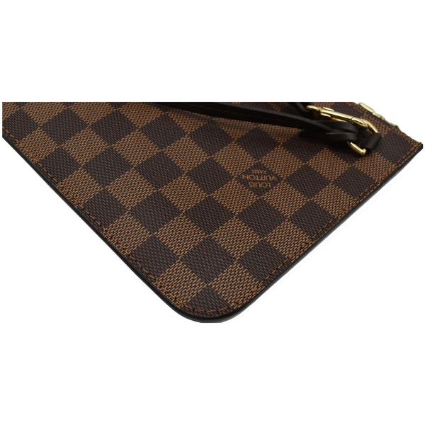 LOUIS VUITTON Neverfull MM Damier Ebene Pochette Wristlet Pouch Brown