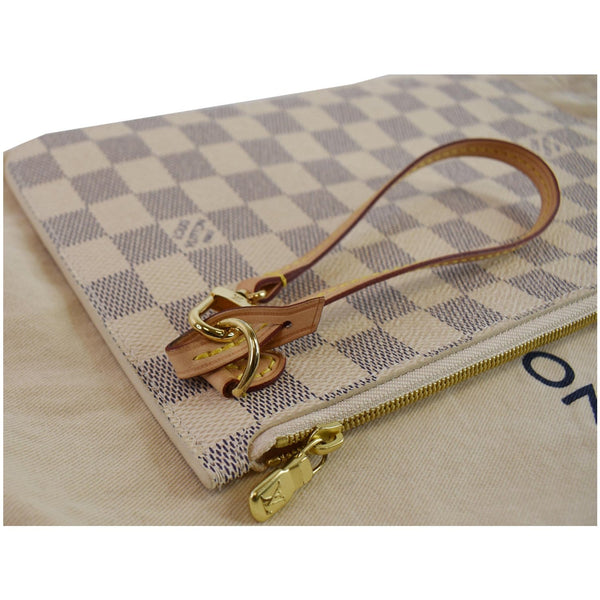 LOUIS VUITTON Pochette Wristlet Pouch Damier Azur Neverfull MM White