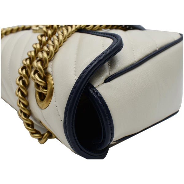 GUCCI Torchon GG Marmont Small Calfskin Matelasse Shoulder Bag White