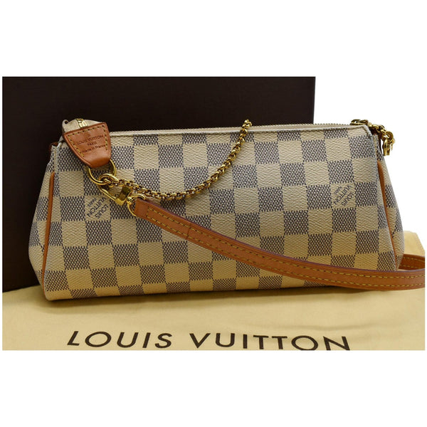 LOUIS VUITTON Pochette Eva Damier Azur Clutch Crossbody Bag White