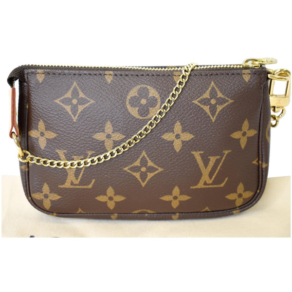 Louis Vuitton Mini Pochette Monogram Canvas Pouch Brown texture look