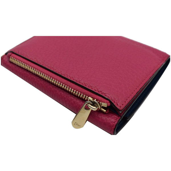 CHRISTIAN DIOR Diorissimo Compact Grained Leather Wallet Pink