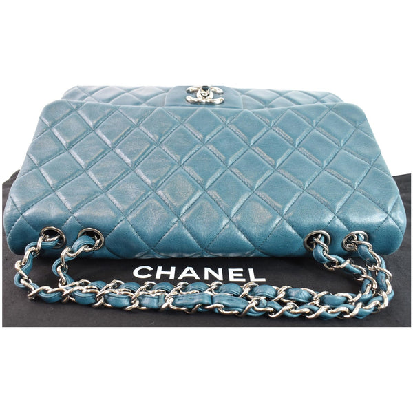 CHANEL Jumbo Single Flap Lambskin Leather Crossbody Bag Teal