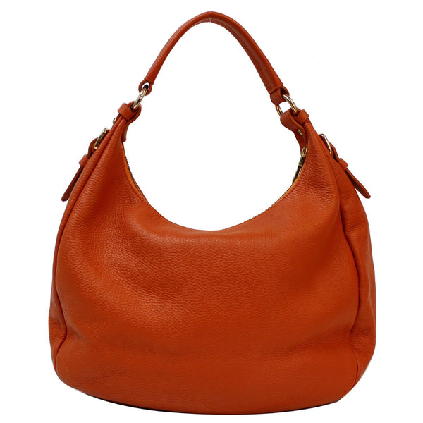 PRADA Vitello Daino Pebbled Leather Hobo Bag Orange