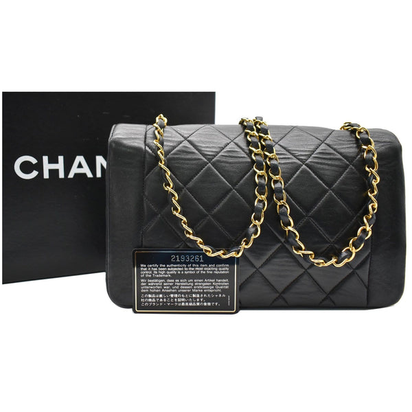 CHANEL Diana Flap Quilted Lambskin Leather Shoulder Bag Black
