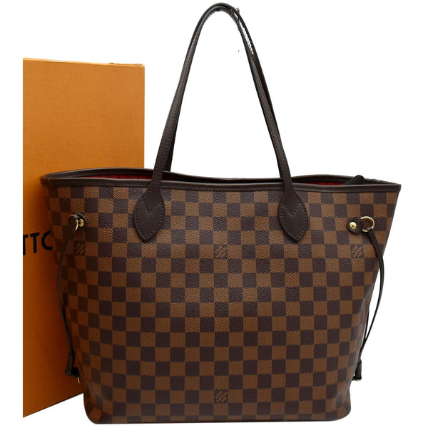 LOUIS VUITTON Neverfull MM Damier Ebene Tote Bag Brown