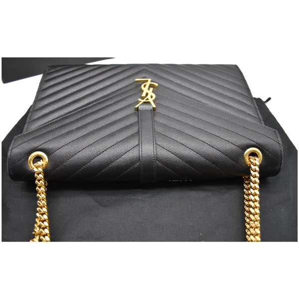 YVES SAINT LAURENT Large Envelope Grain De Poudre Chain Shoulder Bag Black