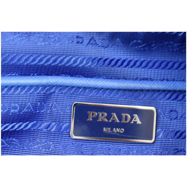 PRADA Textured Nylon Check Tote Shoulder Bag Blue