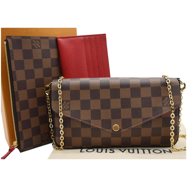 LOUIS VUITTON Pochette Felicie Monogram Canvas Crossbody Bag Brown