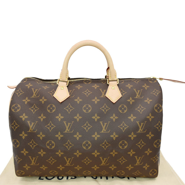LOUIS VUITTON Speedy 35 Monogram Canvas Satchel Bag Brown