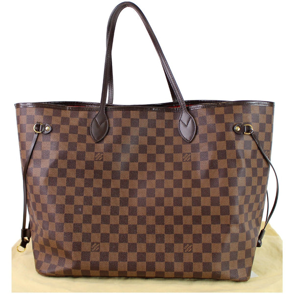 Louis Vuitton Neverfull GM Damier Ebene Satchel Bag - front view