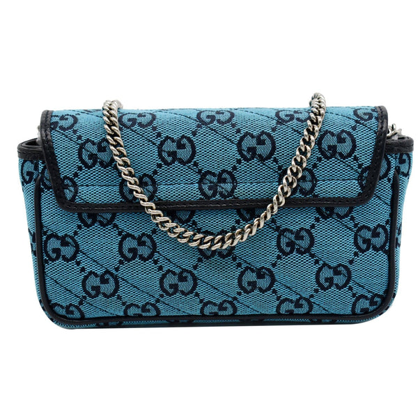 GUCCI GG Marmont Super Mini Matelasse Canvas Crossbody Bag Blue 476433
