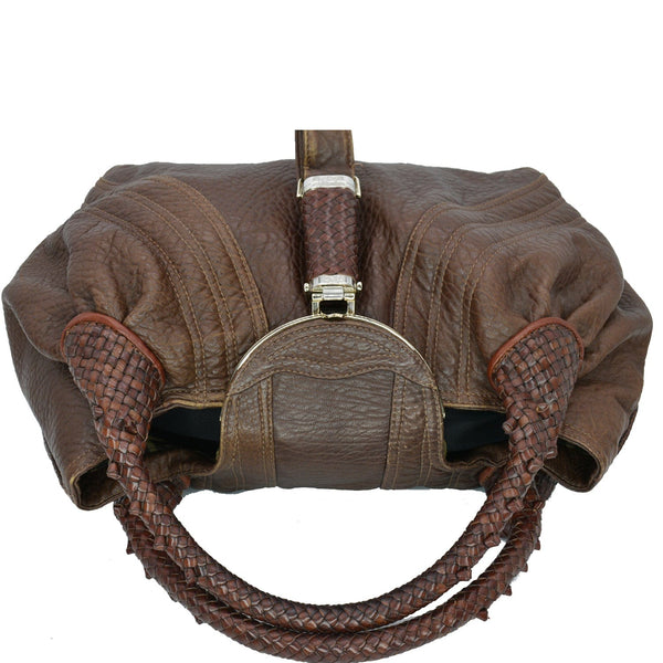 FENDI Spy Nappa Leather Satchel Bag Brown 8BR511