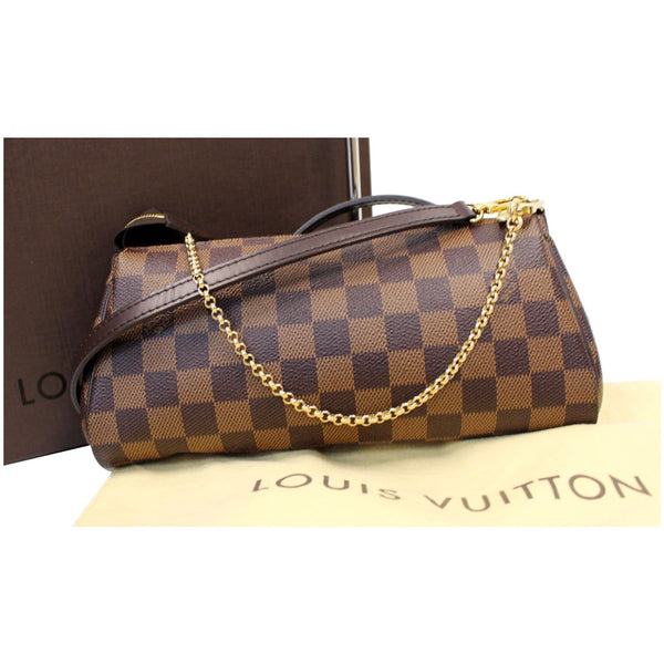 LOUIS VUITTON Pochette Eva Damier Ebene Clutch Crossbody Bag Brown