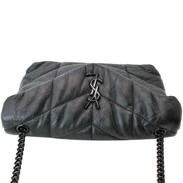YVES SAINT LAURENT Small Loulou Puffer Quilted Lambskin Leather Crossbody Bag Black