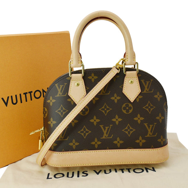 LOUIS VUITTON Alma BB Monogram Canvas Satchel Crossbody Bag Brown
