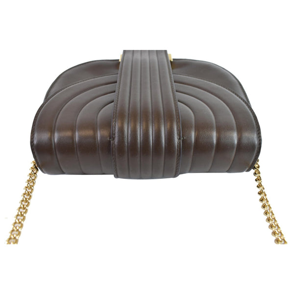 SALVATORE FERRAGAMO Rosette Leather Chain Crossbody Bag Chocolate Brown - Final Sale