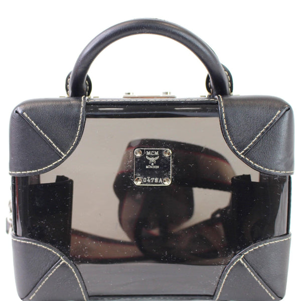 MCM Berlin Soft Clear Leather Crossbody Box Bag Black