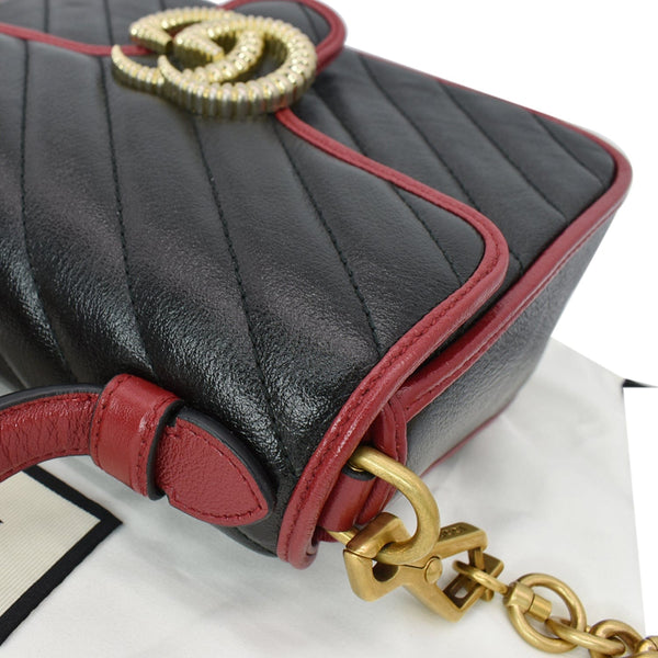 GUCCI GG Torchon Marmont Mini Top Handle Crossbody Bag 583571 Black/Cerise - Hot Deals