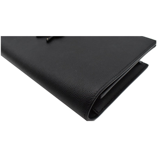 YVES SAINT LAURENT Kate Pebbled Leather Clutch Wallet Black