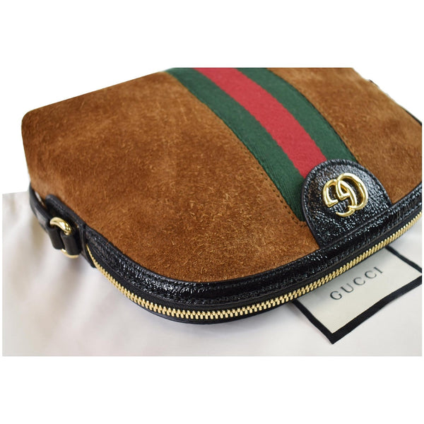 GUCCI Ophidia GG Small Suede Shoulder Bag Brown 499621