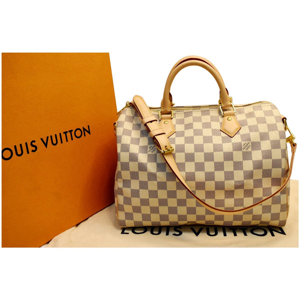 LOUIS VUITTON Speedy 30 Bandouliere Damier Azur Satchel Shoulder Bag White