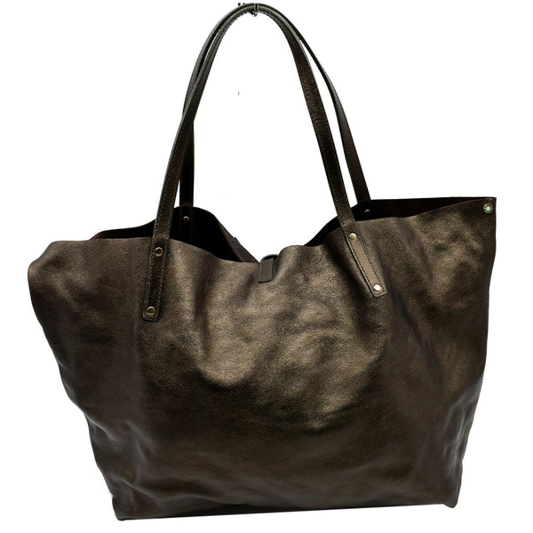 Tiffany & Co. Metallic Reversible Leather Tote Bag Bronze
