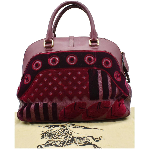 BURBERRY Milverton Large Calfskin Velvet Satchel Bag Burgundy