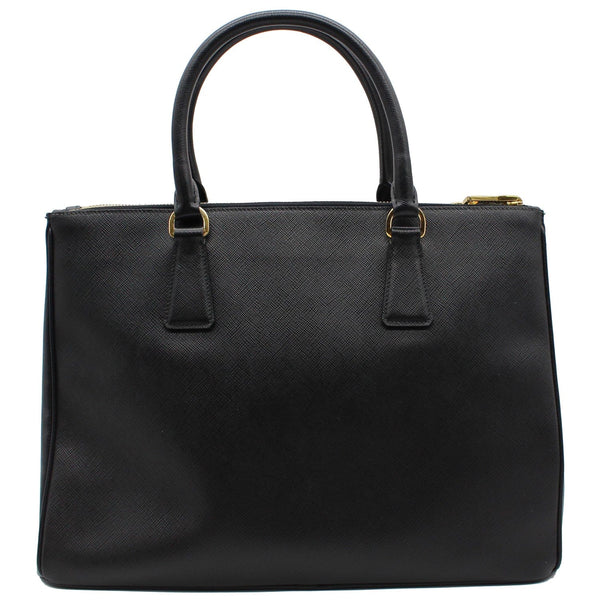PRADA Saffiano Lux Double-Zip Leather Tote Shoulder Bag Black