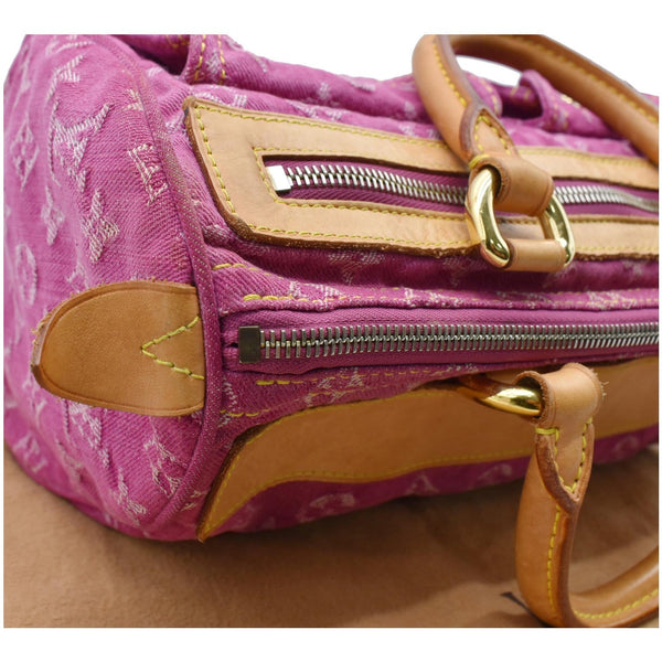 LOUIS VUITTON Neo Speedy Denim Monogram Satchel Bag Pink