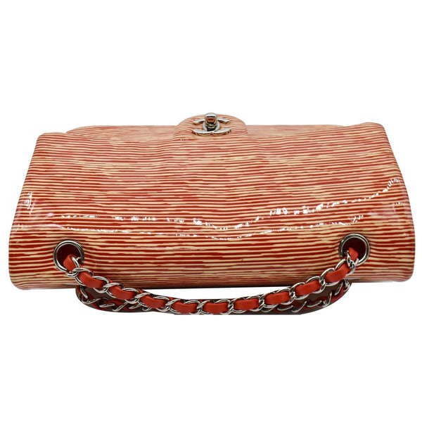 Chanel Medium Double Flap Striped Patent Leather Bag