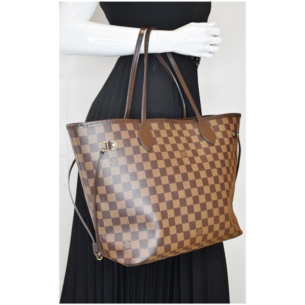 LOUIS VUITTON Neverfull MM Damier Ebene Shoulder Bag Brown
