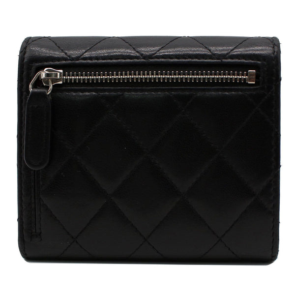 CHANEL CC Classic Small Flap Leather Compact Wallet Black